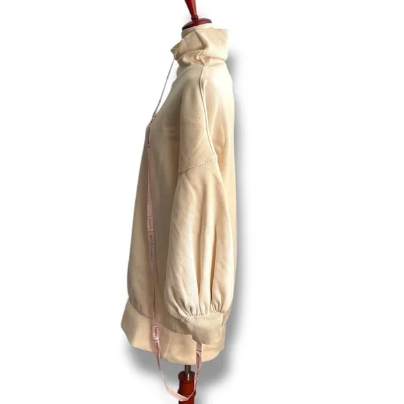 Choosy Cream Turtleneck Oversized Balloon Sleeve Boyfriend Sweater - Picture 3 of 10